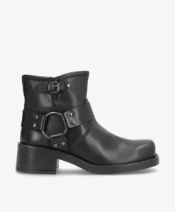 Dame Café Moda Biker boots - Sort Skind