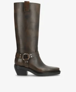 Dame phenumb copenhagen SEQUENCE - Dame Lang biker støvle med hæl - læder