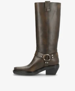 Dame phenumb copenhagen SEQUENCE - Dame Lang biker støvle med hæl - læder