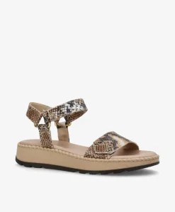 Dame Shoedesign Copenhagen TILDE A - Beige læder snake - Sandaler platform Dame